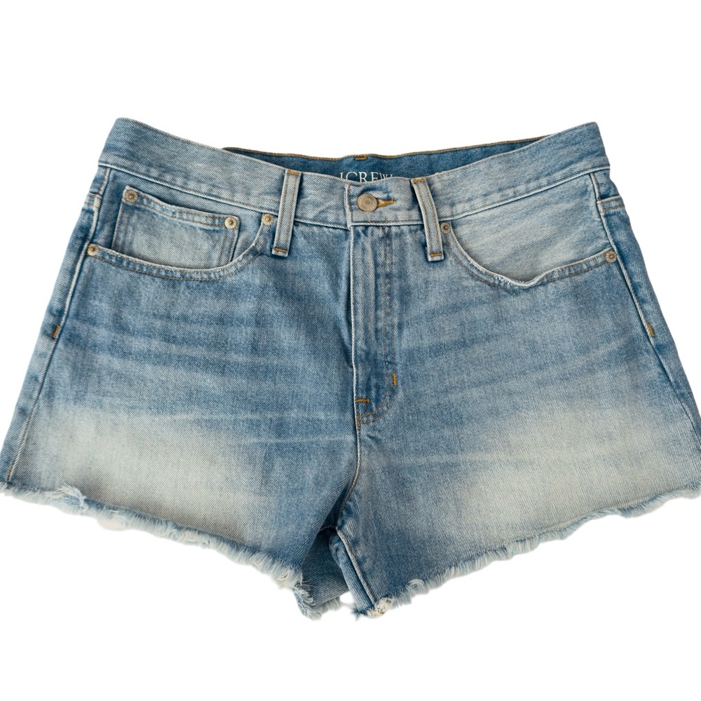 J. Crew Raw Hem Relaxed 5 pocket Zipper Light Denim Jean Shorts Size 28